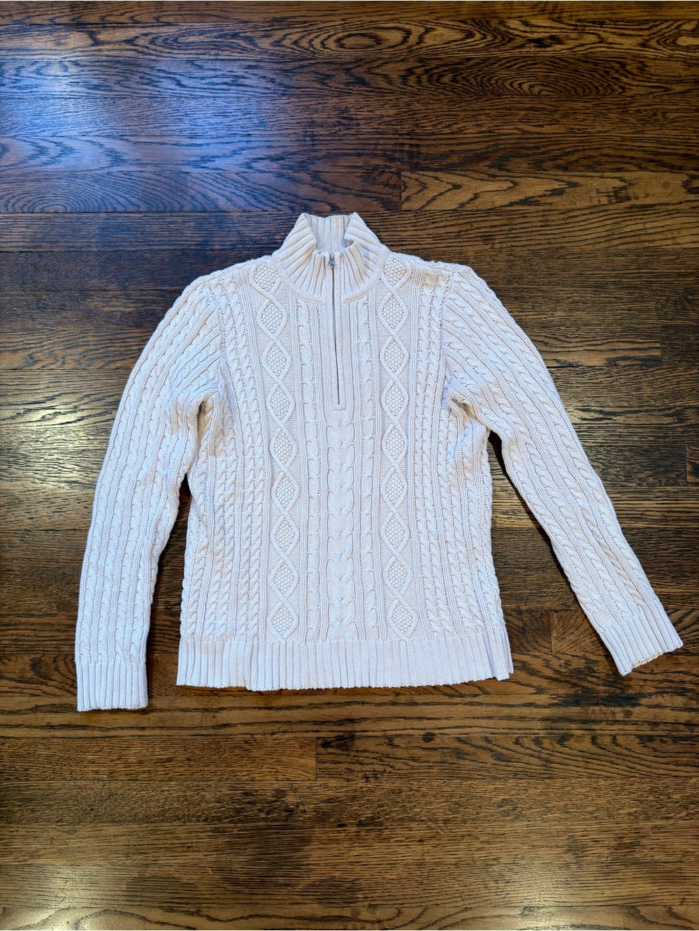 Classic Cream Cable-Knit Half-Zip Sweater